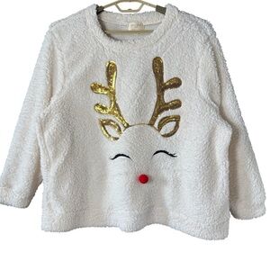 Ultra Flirt Plus 3X Reindeer Sherpa Fleece Pullover Christmas Cozy Plush Sequin